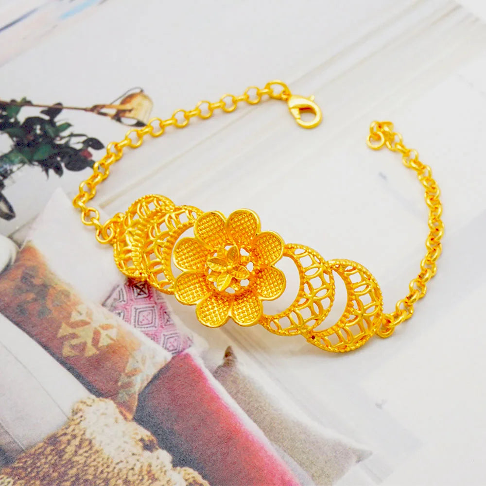 GDJWRI African Luxury Jewelry Set Big Necklace Dubai Ethiopian Gold Color Jewelery Earring Bracelet For Women Bridal Wholesale