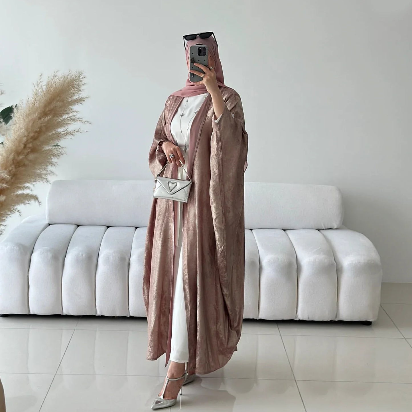 Fashion Elegant Dubai Turkish Abaya Dress Women Muslim's Women Muslim Kimino Dress Abayas Open Front Cardigan