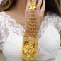 Dubai Gold Color Bangles With Ring For Women Indian Bracelet Jewelery Arabic Wedding Party Banquet integrated bracelet and ring