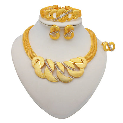 GDJWRI Africa Luxury Charm Necklace Jewellery Women for Lady Indian Bridal Nigeria 24k Gold Plated Jewelry Set Party Gifts