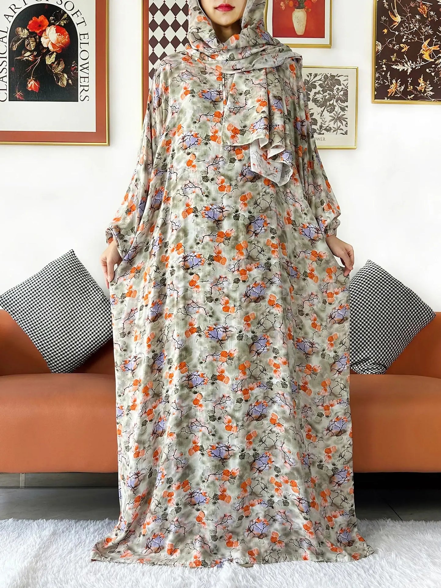 Latest Muslim Cotton Abayas for Women Ramadan Prayer Garment Dubai Turkey Middle East Femme Robe Loose African Dress Turban Join