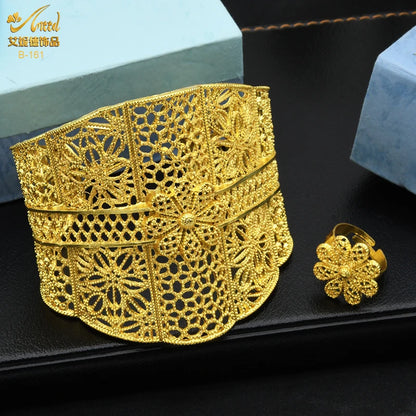 ANIID Dubai 2022 New Luxury Female Gold Color Bangles For Women Nigerian Wedding Jewelry Gifts African Bijoux Bracelet Jewellery