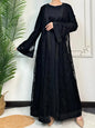 Ramadan Eid Prayer Lace Abaya 2 Piece Set Inner Dress Women Flare Sleeve Long Abayas Kaftan Djellaba Dubai Party Vestidos 2024