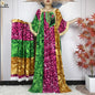 2024 New Muslim Dubai Fashion Women Cotton Dresse With Big Scarf For Women Maxi Summer Short Sleeve Loose African Abaya Clothing
