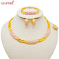GDJWRI Africa Luxury Charm Necklace Jewellery Women for Lady Indian Bridal Nigeria 24k Gold Plated Jewelry Set Party Gifts