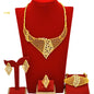Dubai Luxurious Gold Color Jewelry Set Leaf Necklaces For Women Bride Earrings Rings Indian Nigerian Wedding Jewelery Set Gifts