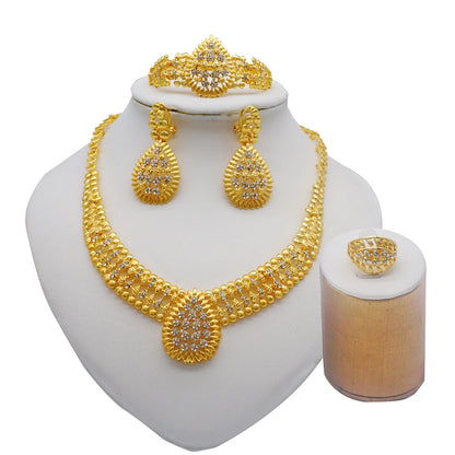 Dubai Gold Color Jewelry Sets For Women Dubai African Jewelry Set Bride Earrings Rings Nigerian Wedding Jewelery Set