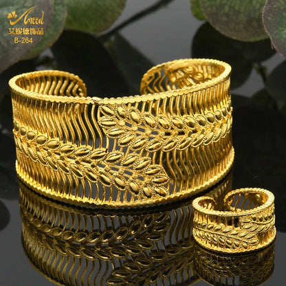 ANIID Dubai 2022 New Luxury Female Gold Color Bangles For Women Nigerian Wedding Jewelry Gifts African Bijoux Bracelet Jewellery