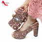 2024 Fashion New Arrivals INS Hot Sale Full Crystal Shinning Shoes and Bag Set for Dress in Red Color Sandals Christmas Party