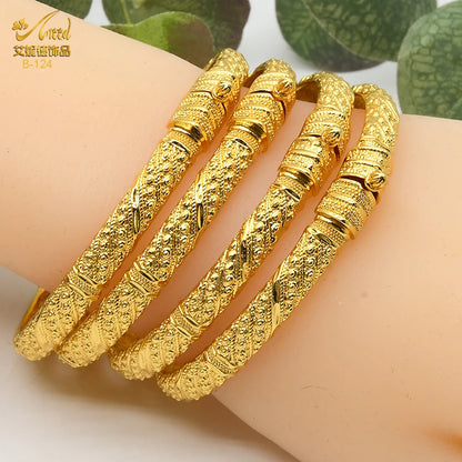 Dubai Bangles For Women Middle East Gold Color Bangle Ethiopian Saudi Arab Bracelet Wedding Bride Jewelery African Birthday Gift