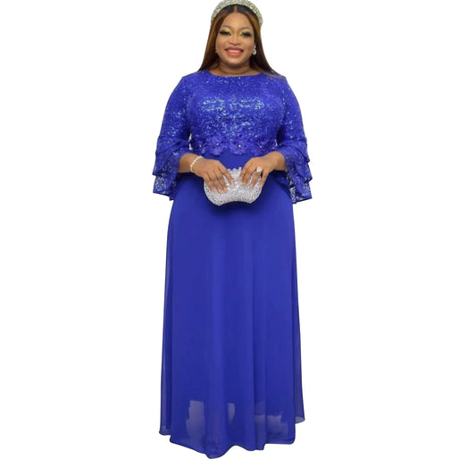 African Party Dresses for Women Dashiki Ankara Lace Wedding Gowns Elegant Turkey Muslim Maxi Dress Plus Size African Skirt