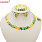GDJWRI Africa Luxury Charm Necklace Jewellery Women for Lady Indian Bridal Nigeria 24k Gold Plated Jewelry Set Party Gifts