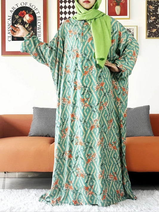 Latest Muslim Cotton Abayas for Women Ramadan Prayer Garment Dubai Turkey Middle East Femme Robe Loose African Dress Turban Join